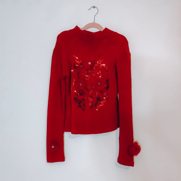 🦀2/$25 NWT! European Sequin Feather Sweater! - Picture 2 of 10
